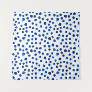 Tenture Pois bleu aquarelle motif transparent