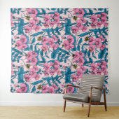 Tenture Pois doux et bourdons, rose et bleu (En situation (horizontale))