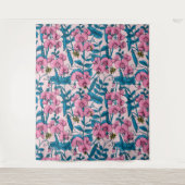 Tenture Pois doux et bourdons, rose et bleu (Devant)