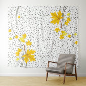 Tenture Pois feuille jaune et gris (En situation (horizontale))