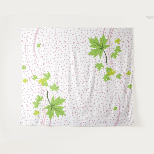 Tenture Pois feuille vert et rose (Devant (Horizontal))