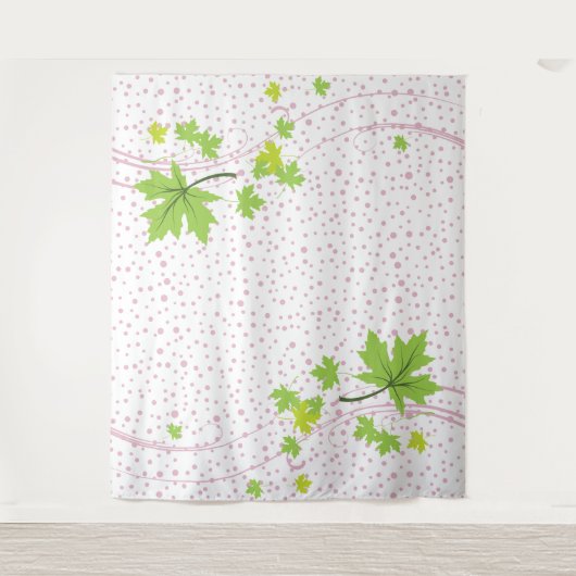 Tenture Pois feuille vert et rose (Devant)