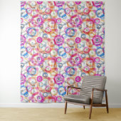 Tenture Pois multicolores, cercles sur un blanc (En situation)
