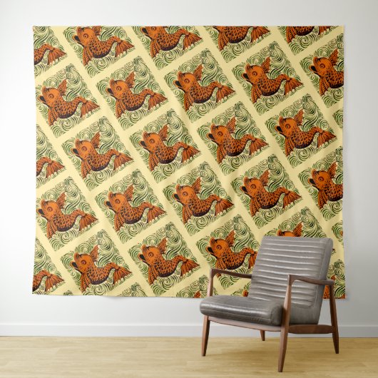 Tenture Poisson Antique Carrelage Ancien art (En situation (horizontale))