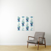 Tenture Poisson bleu de natation Abstraite (En situation (horizontale))