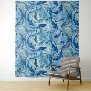 Tenture Poisson Bleu Mystique Flowing Harmony