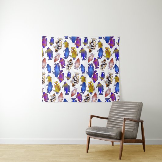 Tenture Poisson cichlide paon africain (En situation (horizontale))