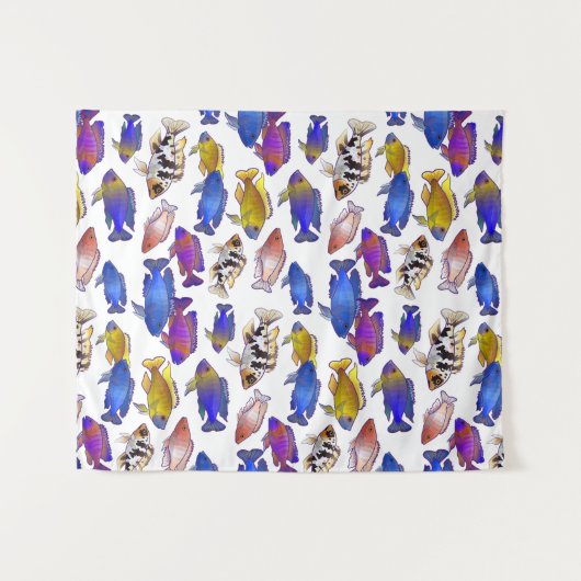 Tenture Poisson cichlide paon africain (Devant (Horizontal))