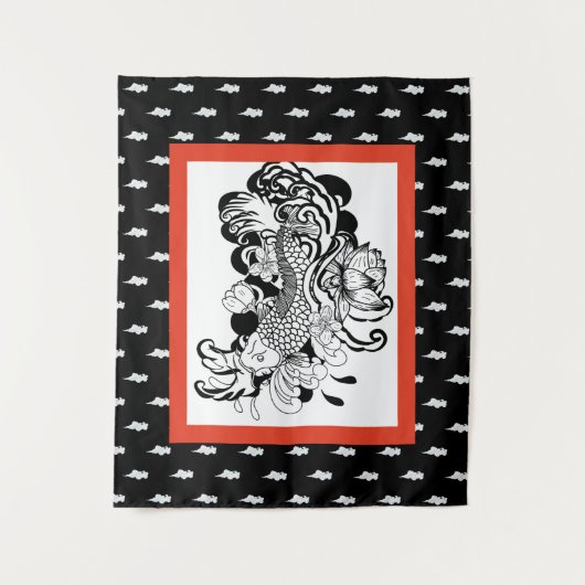 TENTURE POISSON JAPONAIS AVEC MOTIF NUAGE (Devant)