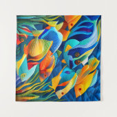 Tenture Poissons tropicaux exotiques colorés dans le récif (Devant (Horizontal))