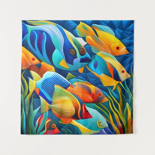Tenture Poissons tropicaux exotiques colorés dans le récif (Devant)