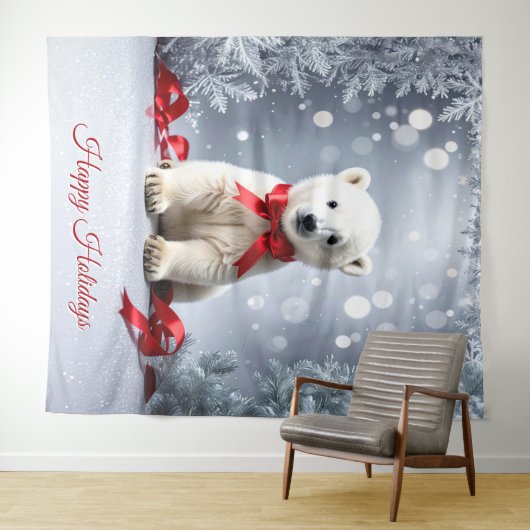 Tenture Polar Bear Holiday Backdrop (En situation (horizontale))