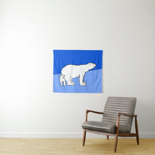Tenture Polar Bear Mom and Cub Peinture - Wildlife Art