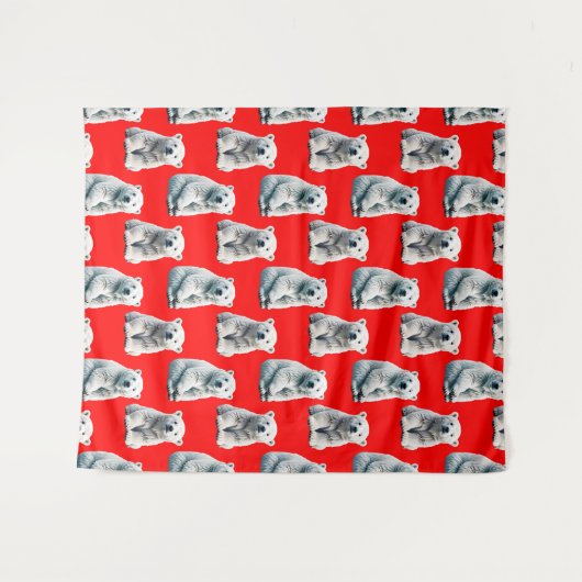 Tenture Polar Bear Pattern Design On Red  (Devant (Horizontal))