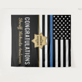 Tenture Police Ligne bleue Drapeau Félicitations Retraite (Devant (Horizontal))