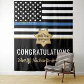 Tenture Police Ligne bleue Drapeau Félicitations Retraite (En situation)