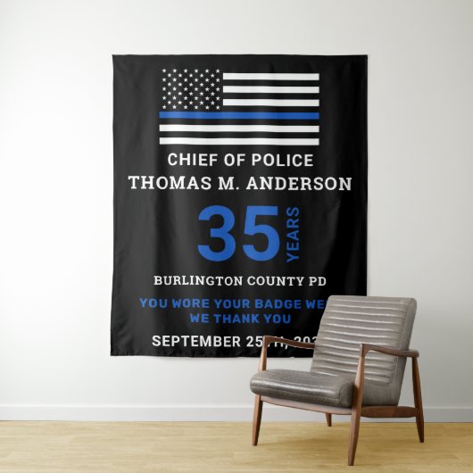 Tenture Police Officier Mince Blue Line Retraite Party (En situation)