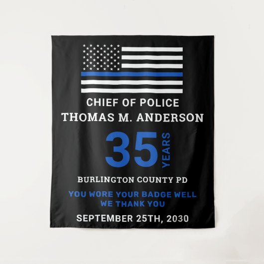 Tenture Police Officier Mince Blue Line Retraite Party (Devant)