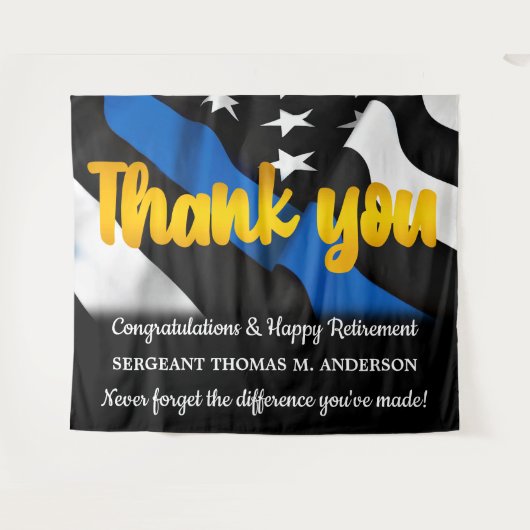 Tenture Police Retraite Blue Gold Script application de la (Devant (Horizontal))