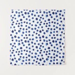Tenture Polka Bleue : Aquarelle Point sans joint.