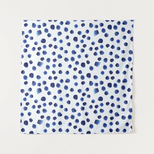 Tenture Polka Bleue : Aquarelle Point sans joint. (Devant)