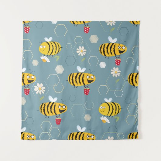 Tenture Pollinant Les Abeilles, Flower Garden Scene. (Devant)