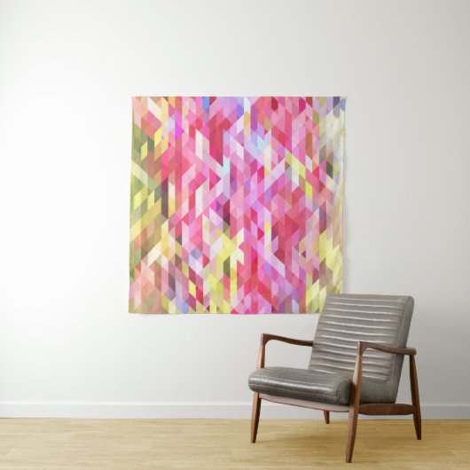 Tenture Polygonale numérique, rose abstrait vintage. (En situation (horizontale))