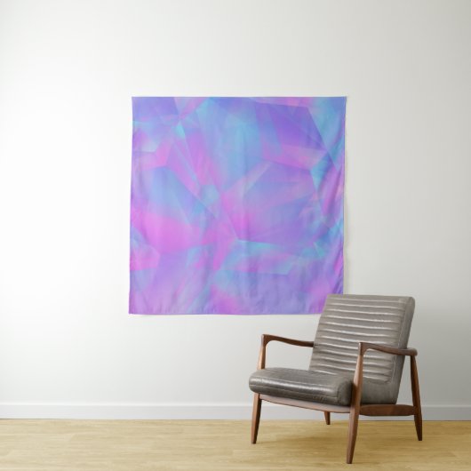 Tenture Polygons en couches bleu rose pourpre (En situation)
