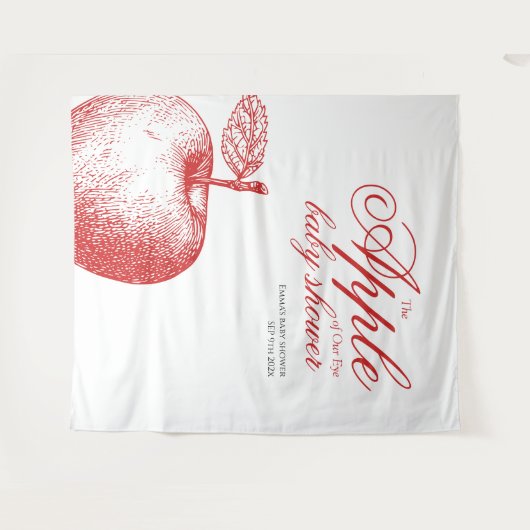 Tenture Pomme de notre Baby shower oeil arrière (Devant (Horizontal))