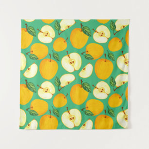 Tenture Pomme jaune : Motif d'aquarelle juteux.