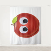 Tenture Pomme rouge drôle avec yeux de googly (Devant)