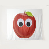 Tenture Pomme rouge drôle avec yeux de googly (Devant (Horizontal))