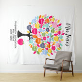 Tenture Pommier de retraite de l'enseignant avec noms (En situation (horizontale))