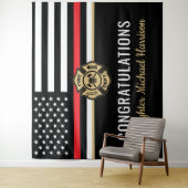 Tenture Pompier Fire Academy Red Line Drapeau Graduation (En situation)