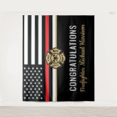 Tenture Pompier Fire Academy Red Line Drapeau Graduation (Devant)