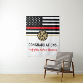Tenture Pompier Fire Academy Red Line Drapeau Graduation (En situation)