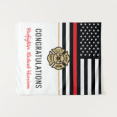 Tenture Pompier Fire Academy Red Line Drapeau Graduation (Devant (Horizontal))
