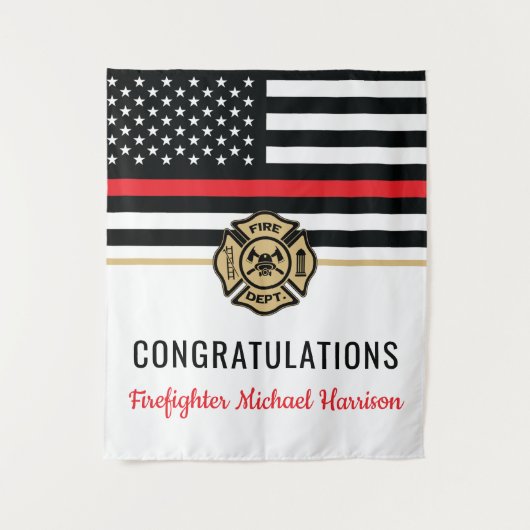 Tenture Pompier Fire Academy Red Line Drapeau Graduation (Devant)