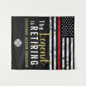 Tenture Pompier Parti de retraite pompier Mince ligne roug (Devant (Horizontal))