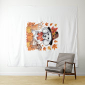 Tenture Poodle Thanksgiving Boissons Café Automne Feuilles (En situation (horizontale))