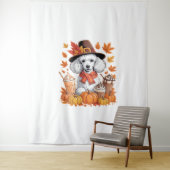 Tenture Poodle Thanksgiving Boissons Café Automne Feuilles (En situation)