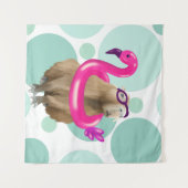 Tenture Pool Party Cute Capybara Avec Flotte Flamant rose (Devant (Horizontal))
