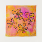 Tenture Pop Floral Rose (Devant (Horizontal))