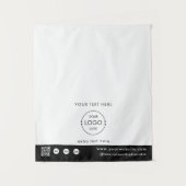 Tenture Pop Up Shop Logo QR Code Vendor Table Runner White (Devant)