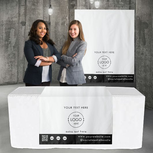 Tenture Pop Up Shop Logo QR Code Vendor Table Runner White