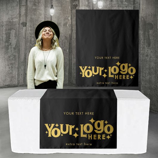 Tenture Pop Up Shop Table Runner Banner Business Logo Gold