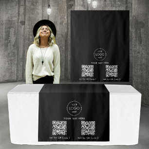 Tenture Pop Up Shop Table Runner Banner Logo 2 QR Codes