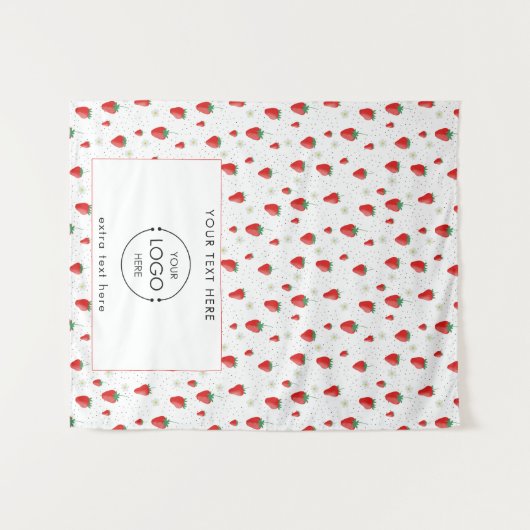 Tenture Pop Up Shop Table Runner Banner Logo fraise (Devant (Horizontal))