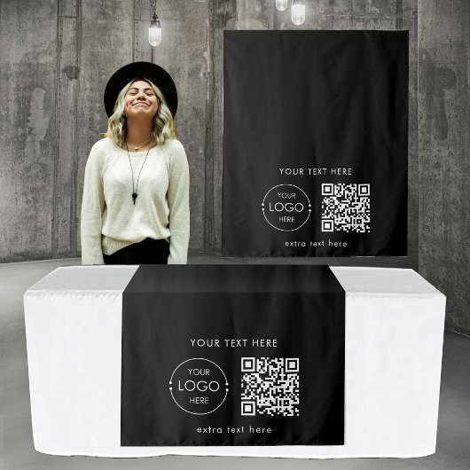 Tenture Pop Up Shop Table Runner Banner Logo QR Code