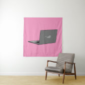 Tenture Portable gris avec logo d'oiseau (En situation)